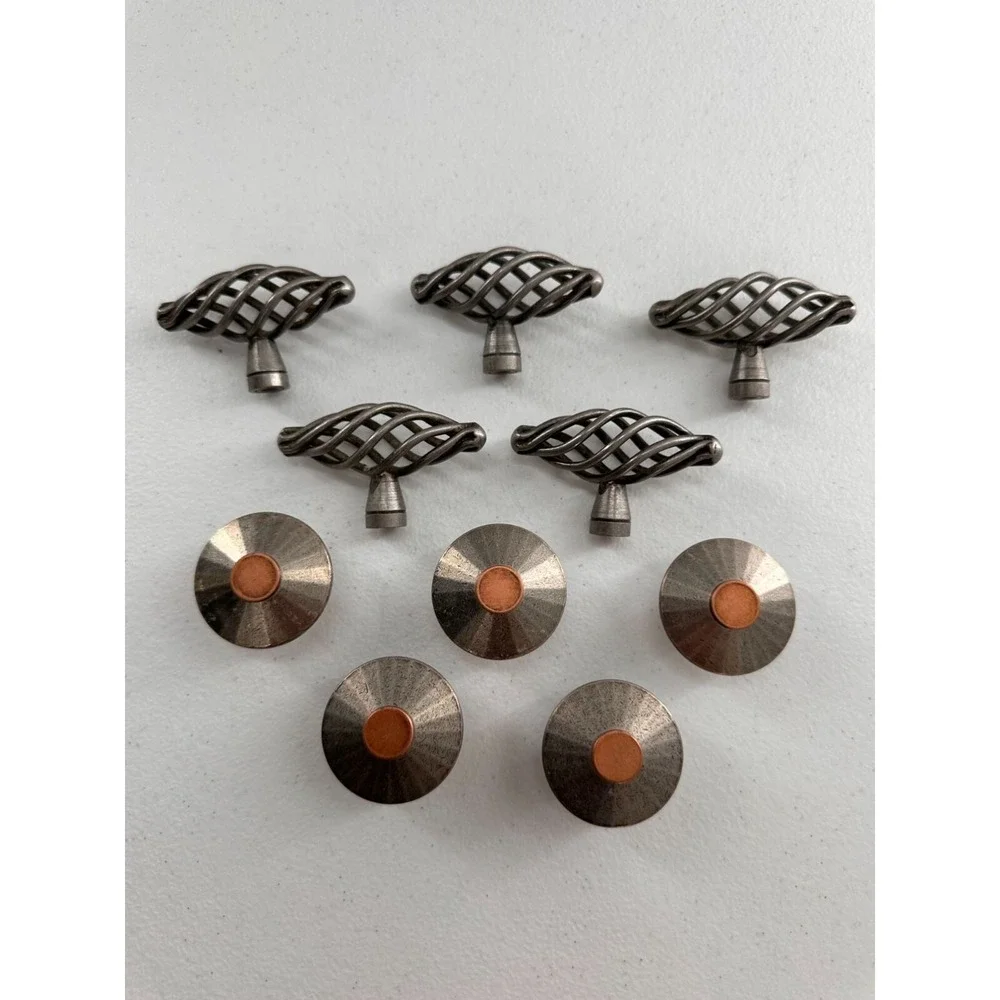 10 Piece Rustic Bronze Cabinet Knob Drawer Pull Set Mounting Screws lot Hardware